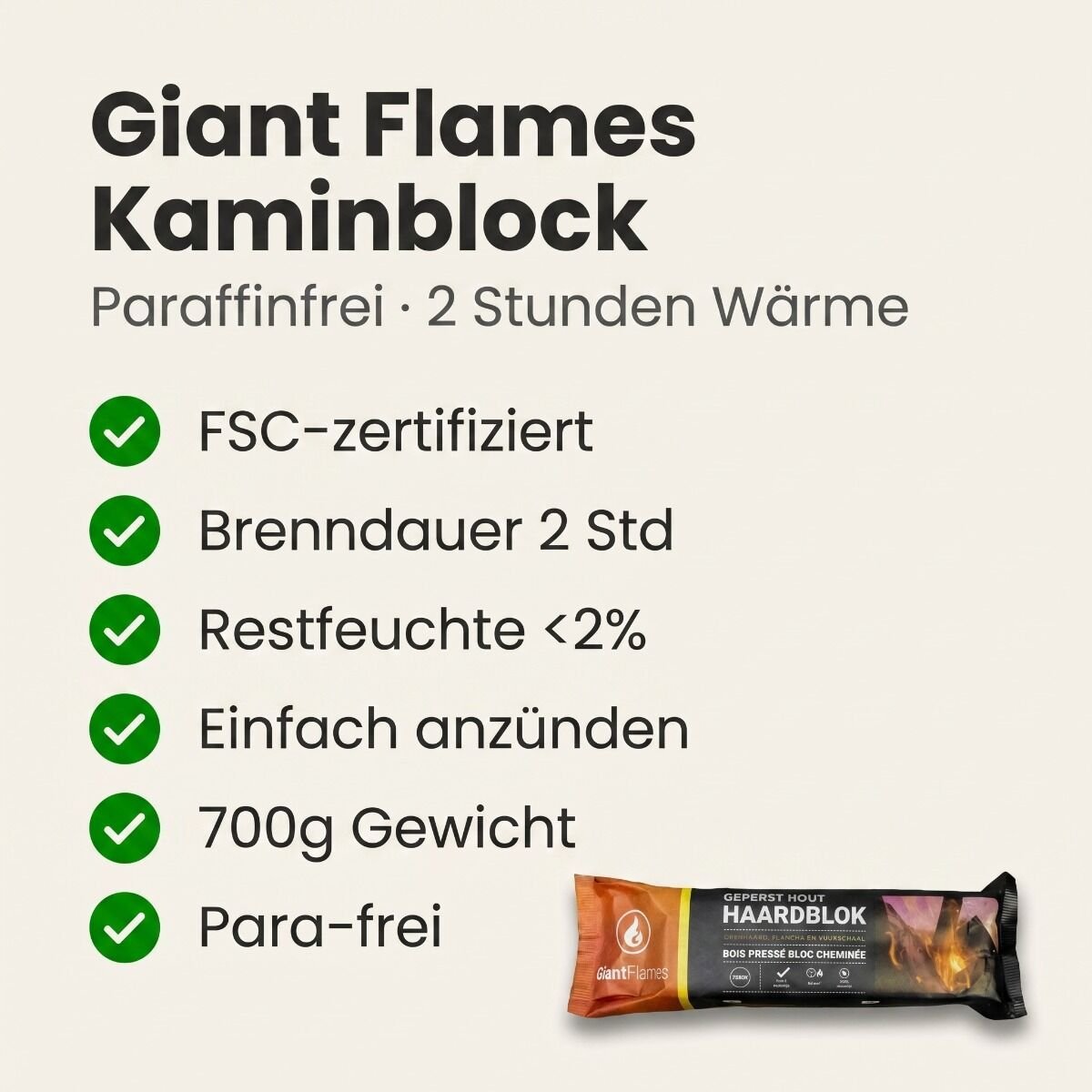Giant Flames Kaminblock FSC 700gr – Detail